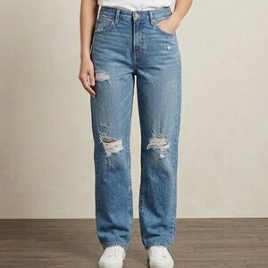 Old Navy OG Straight High Rise Distressed Jeans 6 Tall Light Wash Ripped Denim